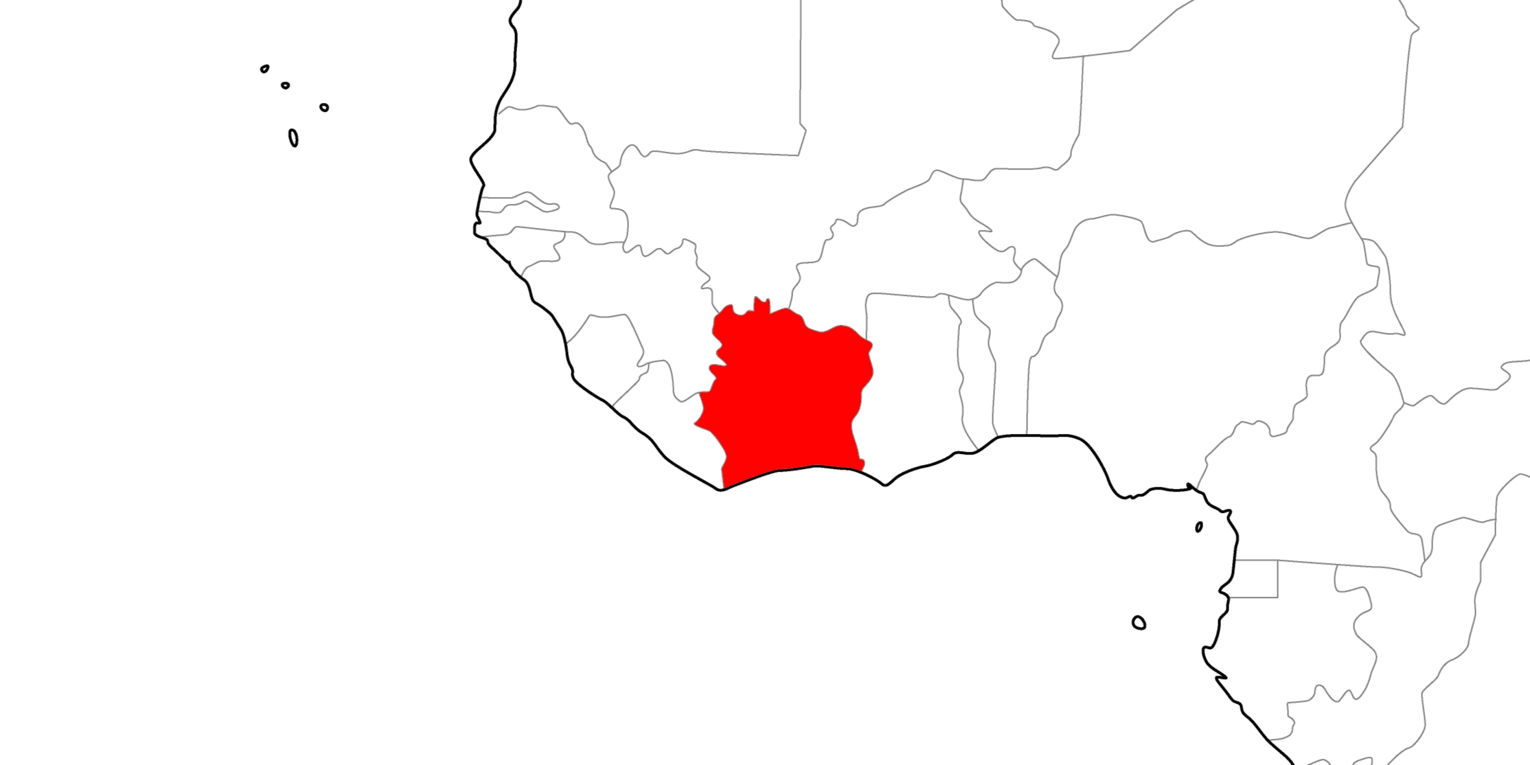 コートジボワールの地図