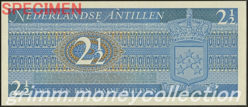 オランダ領アンティル 2 ½ギルダー 裏