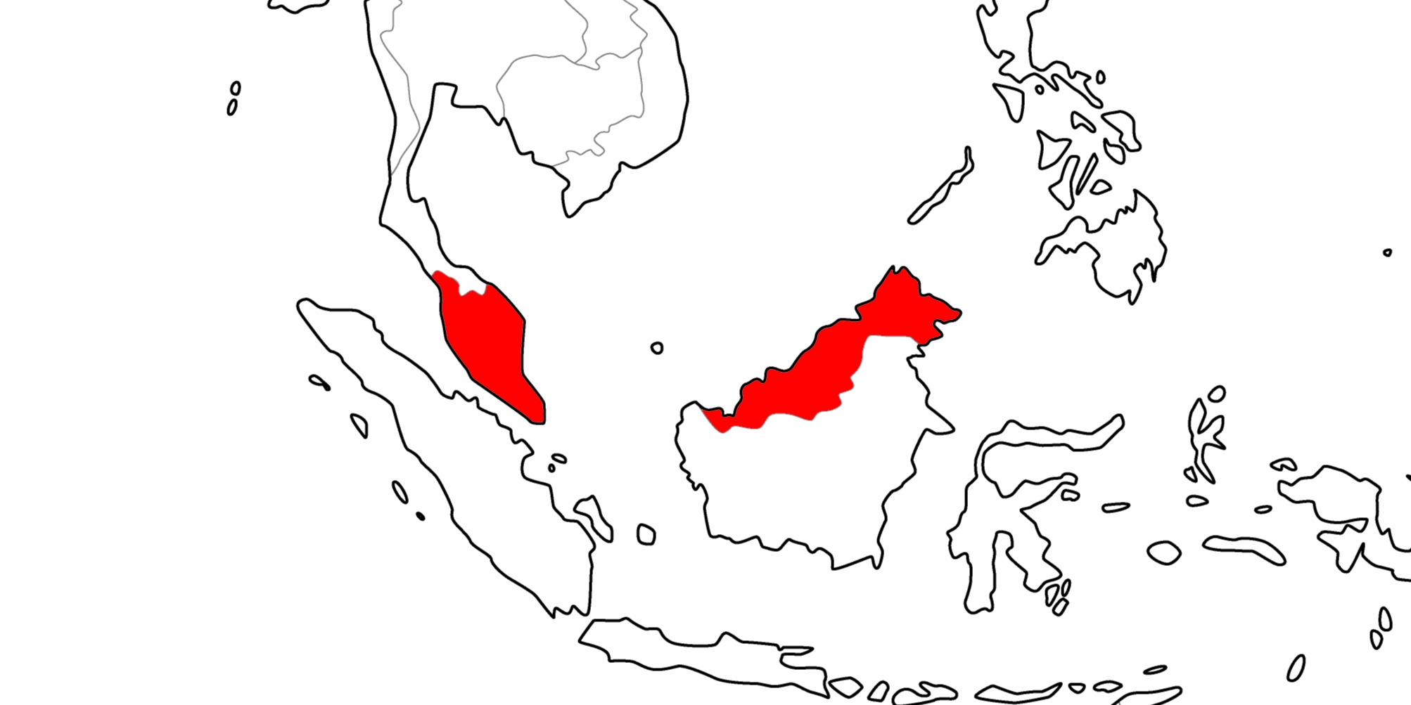 マラヤ連邦及びイギリス領ボルネオの地図