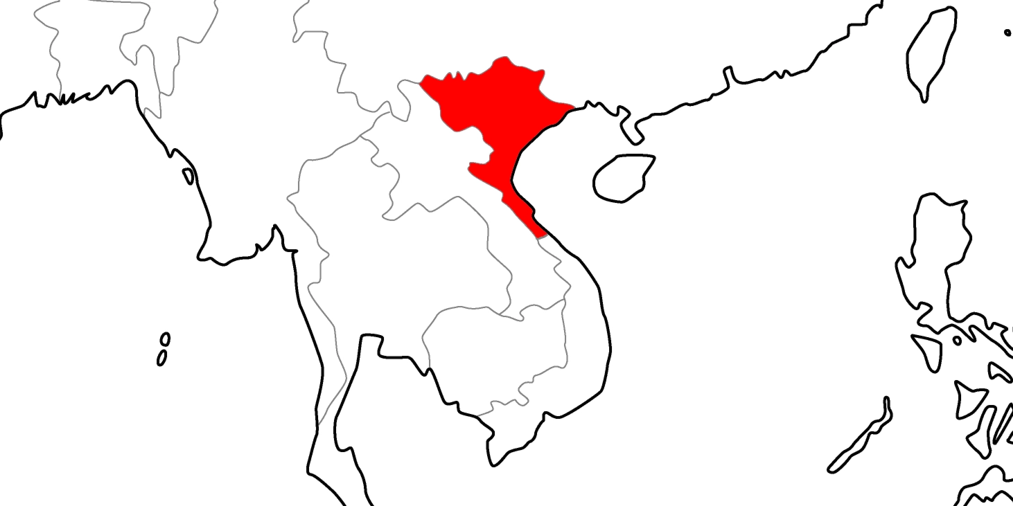 北ベトナムの地図