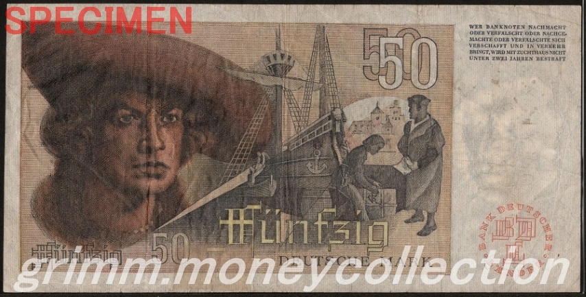 ドイツ連邦共和国(西ベルリン) 50マルク 裏