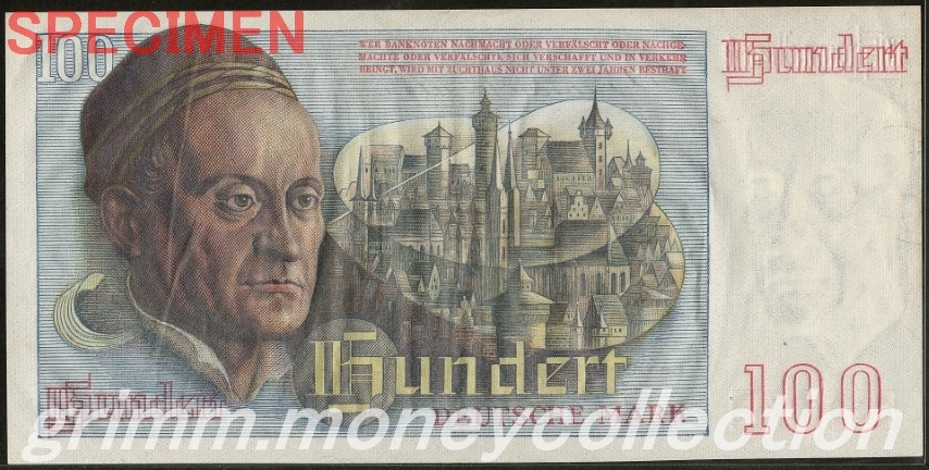 ドイツ連邦共和国(西ドイツ) 100マルク 裏