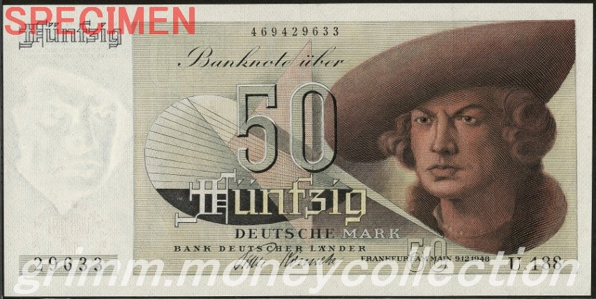 ドイツ連邦共和国(西ドイツ) 50マルク 表