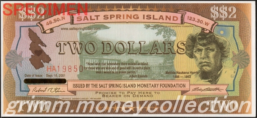 ソルトスプリング島 2ドル