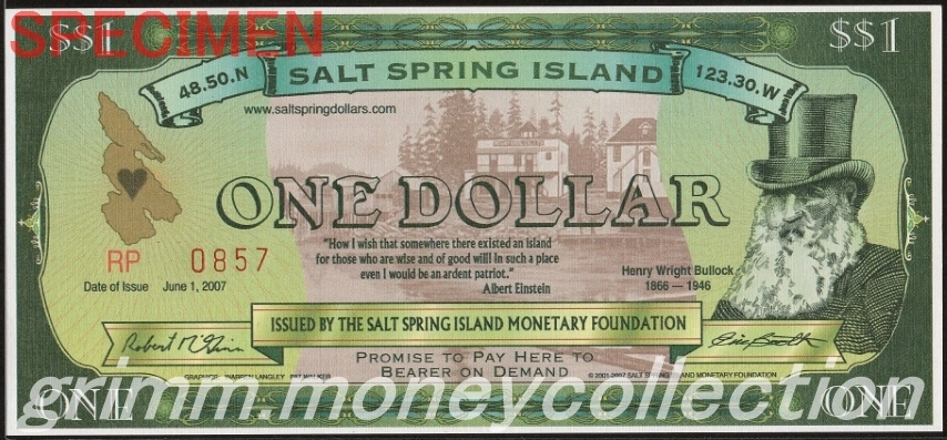 ソルトスプリング島 1ドル