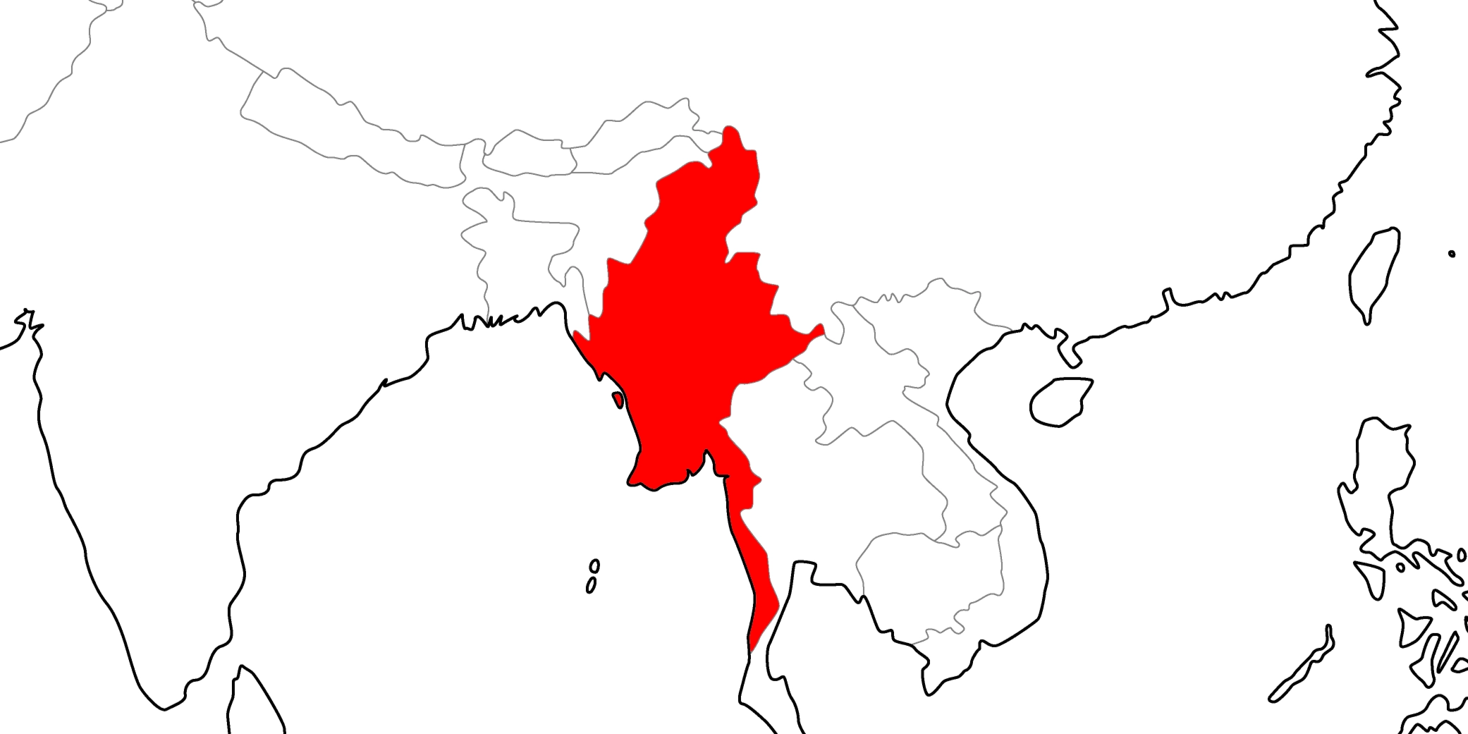ミャンマーの地図