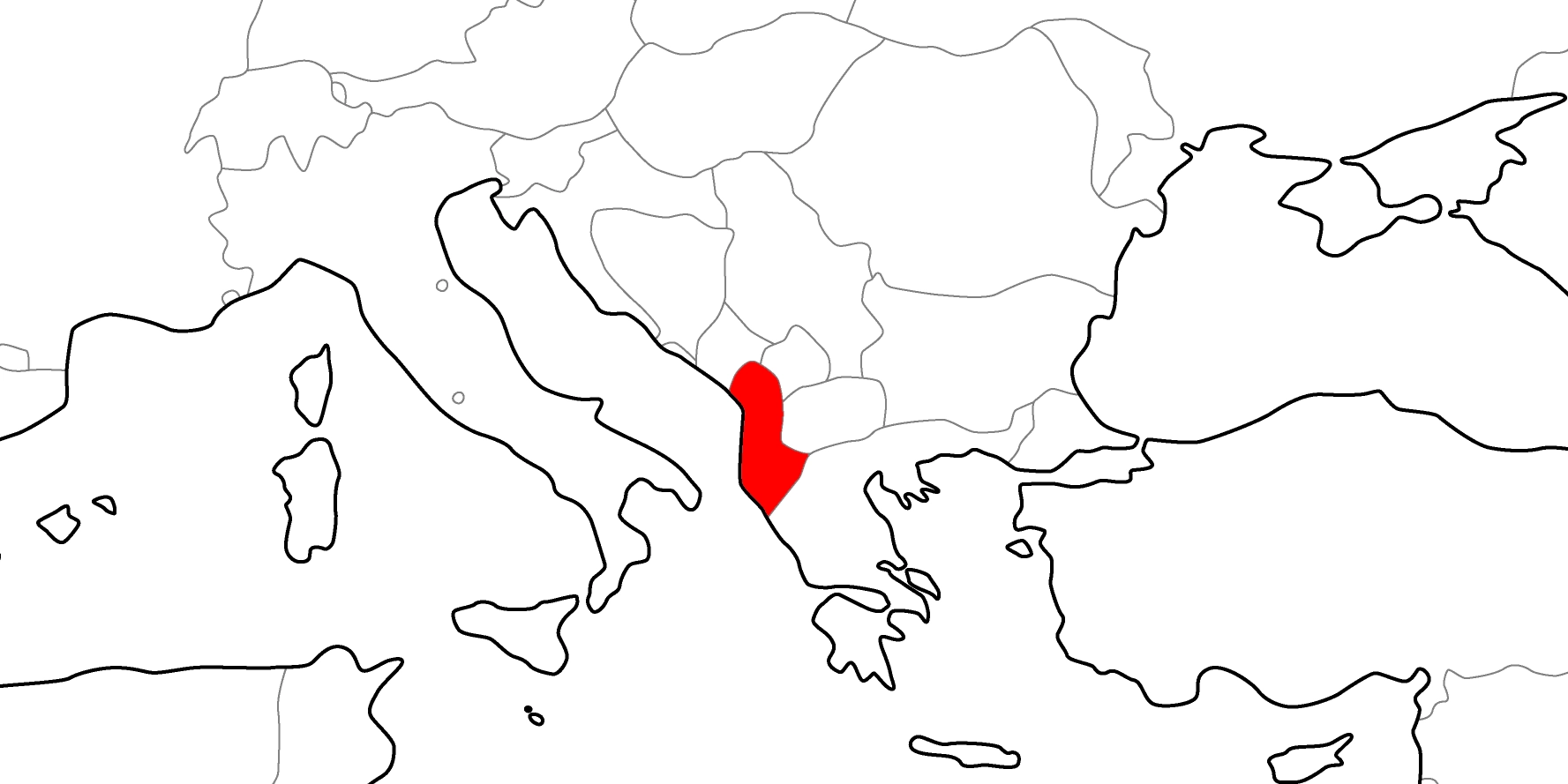 アルバニアの地図