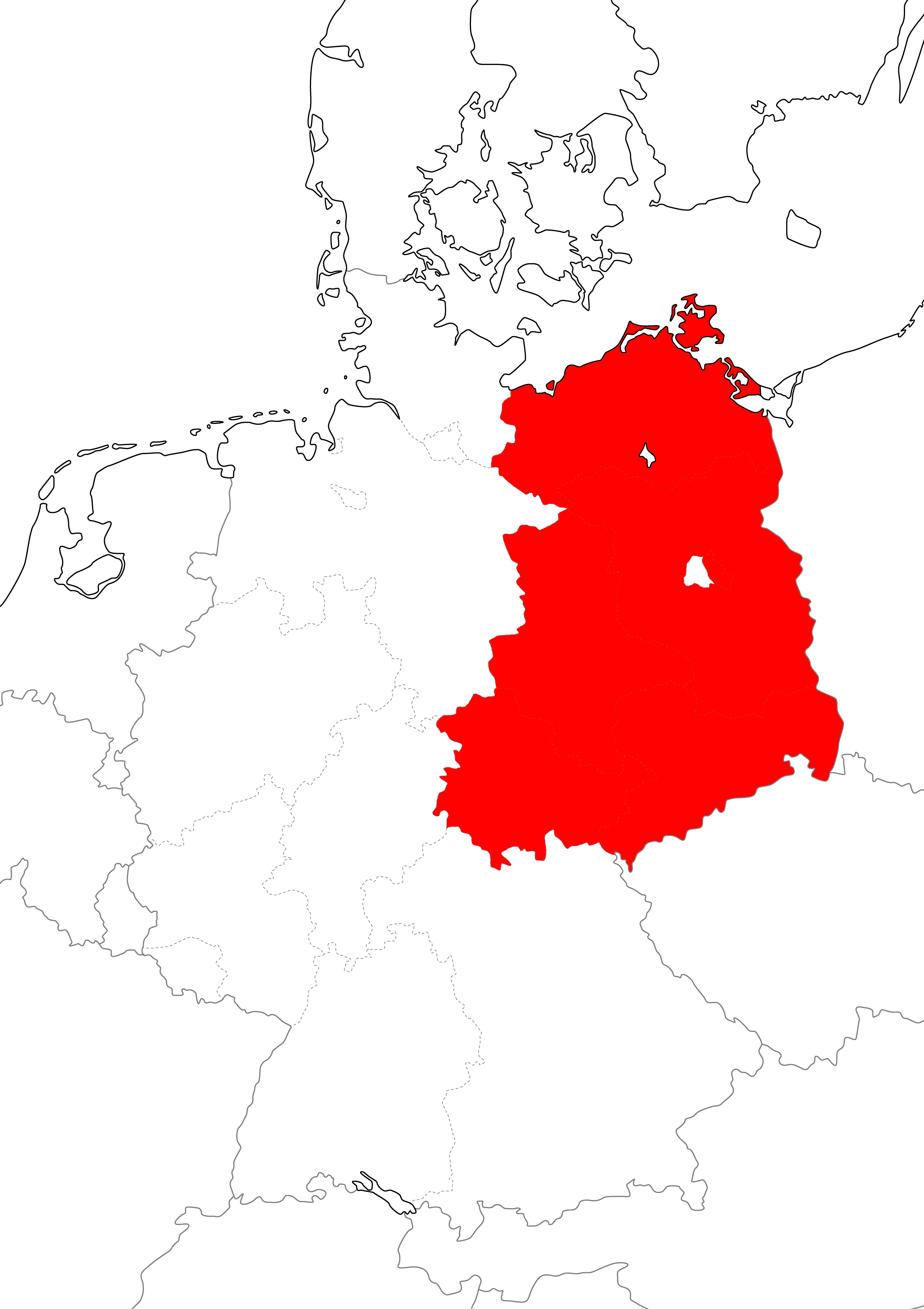 ドイツ民主共和国(東ドイツ)の地図