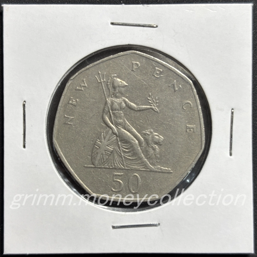 イギリス km913 1969～1981 50新ペンス 裏