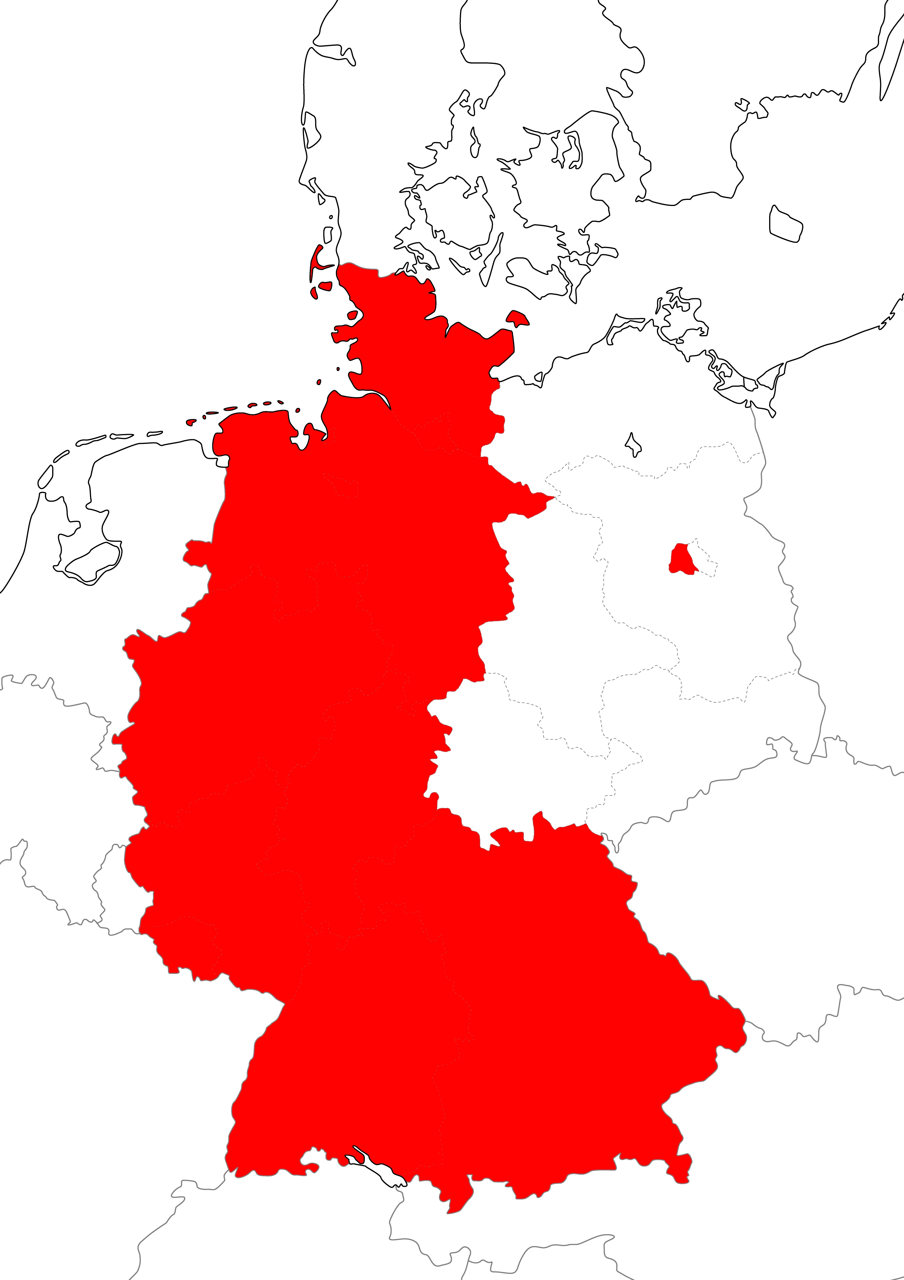 ドイツ連邦共和国(西ドイツ)の地図