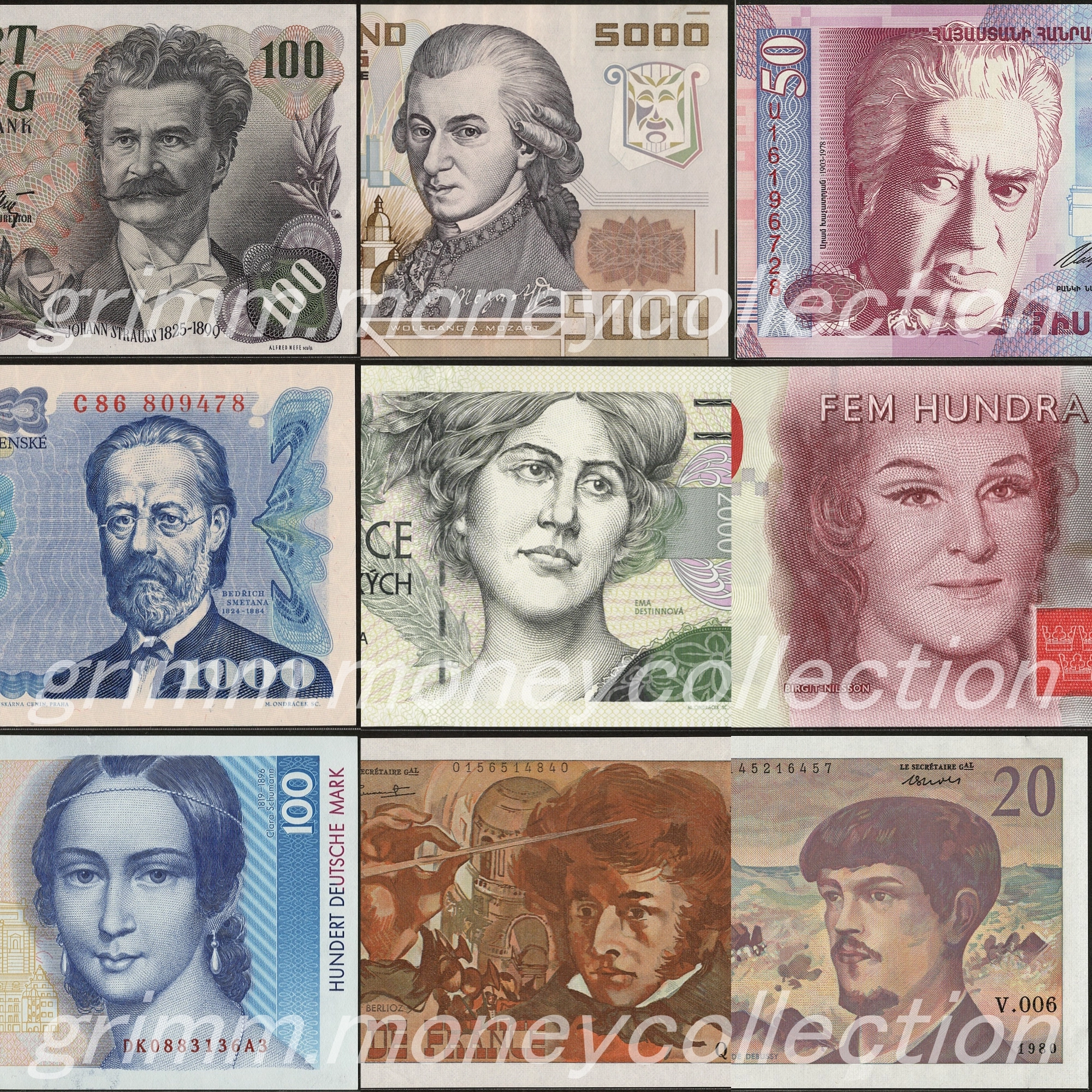 音楽家が描かれた紙幣